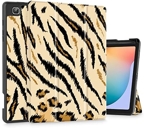 May Chen Case 2022 Galaxy Tab S6 Lite 10,4 inča Kućište sa olovkom, Automatsko buđenje / milo Tanak PU Lagani TRIFOLD STAND FOLIO poklopac za Samsung Tablet, Teksturu Tiger Leopard