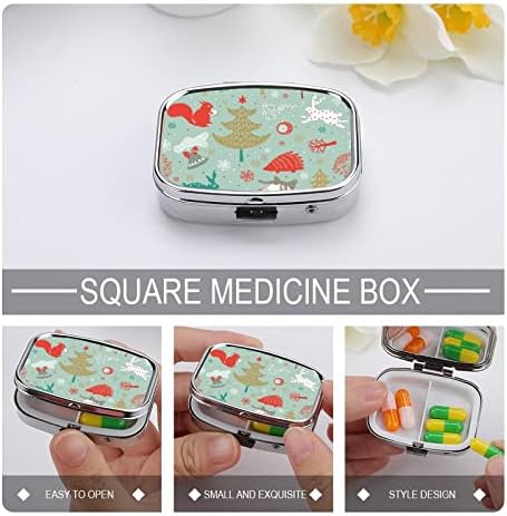 Kutija za pilule zimska šumska lisica kvadratna futrola za lijekove prenosiva kutija za vitaminske posude