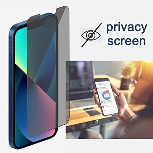 Ailun Zaštita ekrana za privatnost za iPhone 14/iPhone 13 / iPhone 13 Pro [6.1 inč] 2 paket protiv špijunskog privatnog kaljenog stakla protiv ogrebotina futrola [crna] [Nije za iPhone 13 Pro Max] [2 Pakovanje]
