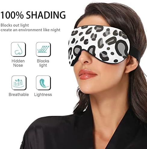 Unisex Sleep Maska za oči Leopard-Print-Greyscale Night Sleep Maska Komforno sjenilo za spavanje očiju