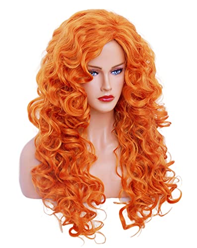 Rugelyss duge valovite perike 28 inča narandžasto crvena Sintetička perika za kovrčavu kosu za žene