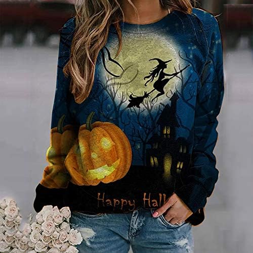 Žene Slouchy košulje Halloween bundeve dugih rukava s dugim rukavima