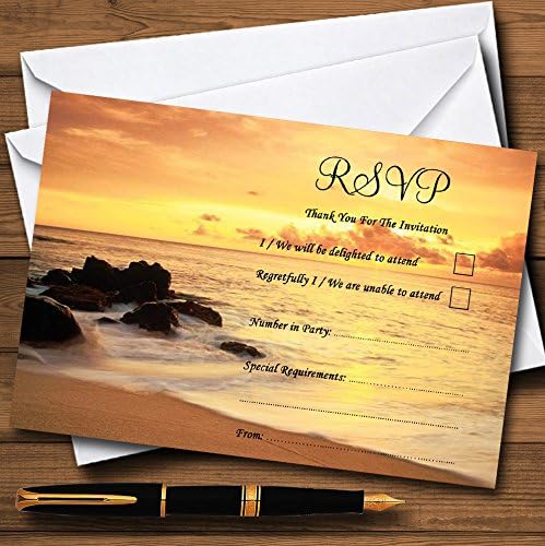 Prekrasna plaža zalaska sunca u inostranstvu personalizirana RSVP kartice