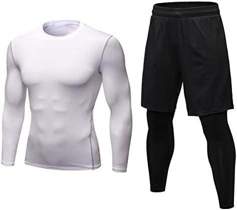 Sušenje elastičnih dugih dugih dugih dugih odijela o muškim vratom sportskih rukava fitness hlače casual brzi muške odijela i klasična odijela bijela