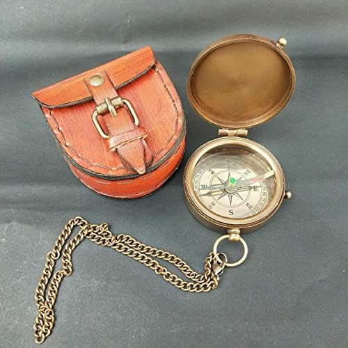 Kompas ugraviran poem Vintage mesingani džepni kompas sa kožnom slučaju planinarenje avantura za preživljavanje