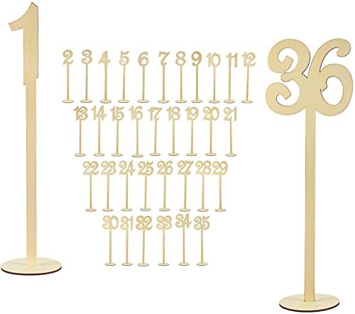 36 kom brojevi stolova, 1 do 36 vjenčani drveni brojevi stolova sa čvrstom bazom držača za uređenje doma