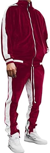 Zhuer Muški velor trenerci zimski topli puni zip zvecci dugih rukava boja blok casual sportske odjeće udobnosti
