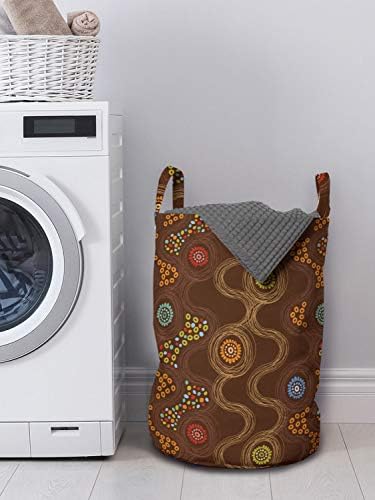 Ambesonne apstraktna torba za pranje veša, šarene tačke i cveće zakrivljena linija Doodle Style Art dizajn