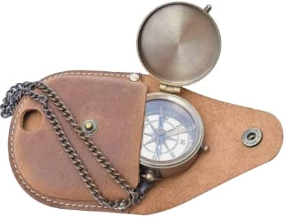 1.5 Nautički mesingani džepni kompas Kožni futrola ugravirana atraktivna antikna navigacijska alata ugravirana