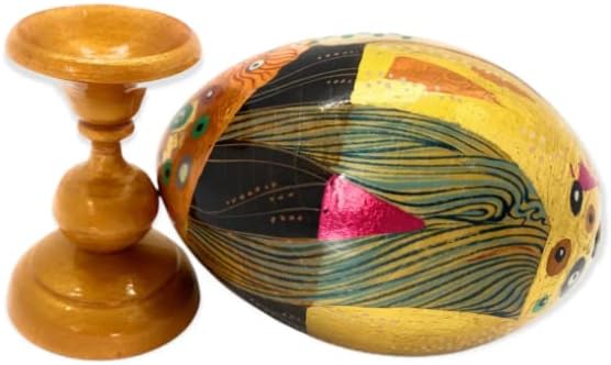 Drvena jaja majka i dijete. GUSTAV KLIMT 5,31 Visoko ukrasno jaje na postolju, unutrašnjost figurica, izrezbarena iz drveta, autorov ručni ručni dekor poklon.handmade u Rusiji.