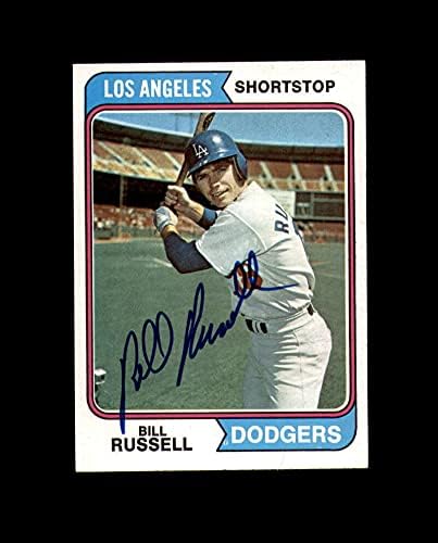Bill Russell ručna potpisala je 1974. topps Los Angeles Dodgers Autogram