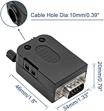 Augiimor 2 kom db9 konektor za branje bez rukava, 9-pin RS232 D-Sub serijski muški adapter DB9 muški terminalski