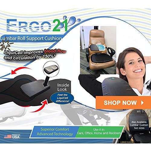 Ergo21 Podrška za vrat i povratak Lumbars Roll izrađen od tekućine punjenih membrana | Podrška stolica kod kuće, uredske stolice, krevet | Reljef iz bolova u donjem dijelu leđa, boli vrata | Veličina,