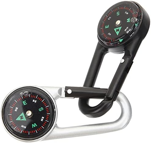 Inoomp 2pcs Carabiner Clip on Compass Compact Compass Privjesak za ključeve mali džepni kompas za navijanje