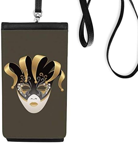 Zlatna glava Sretan karneval venecijanske telefonske novčanice torbica viseći mobilni torbica crnog džepa