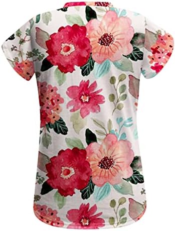 Ženski vrhovi Ljetne T majice Casual V izrez cvjetni print Petal rukava Bluze kratki rukav za žene Ležerne