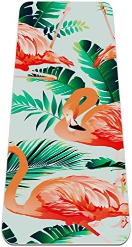 Siebzeh Tropical Flamingo Green Premium Thick Yoga Mat Eco Friendly Rubber Health & amp; fitnes Non Slip