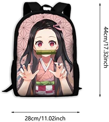 Ixunfoc Anime Nezuko ruksak 17 inča, ruksak za djevojčice ruksak za Laptop osnovne srednje škole torba za