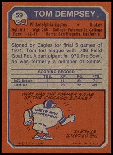 1973 FAPPS 59 Tom Dempsey Philadelphia Orlovi VG Eagles Palomar Jr. College
