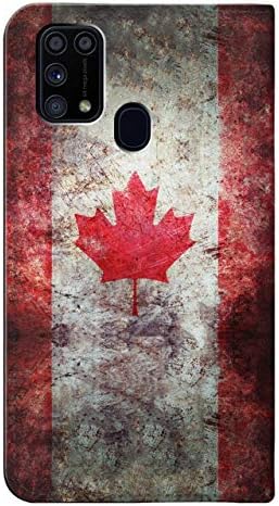RW2490 Kanada javorov list Zastava tekstura PU Koža Flip Case Cover za Samsung Galaxy M31