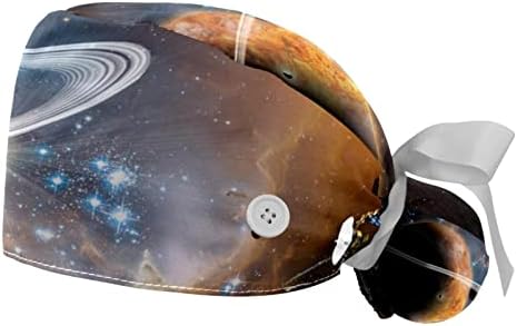 HOHODIY 2 pakovanja Galaxy Space Planeta Radna kapa sa dugmadima podesivi šeširi sa trakom za znoj vezati
