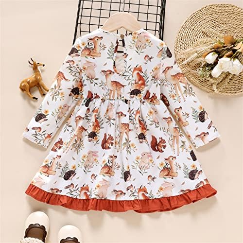 Patpat Toddler Djevojka odjeća za djecu Djevojka životinja Jednorna Leptir Print haljina s dugim rukavima
