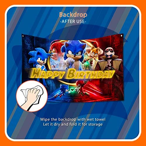 Sonic potrepštine za rođendanske zabave, pozadina 3'11 x 5 '10.5 sa stolnjakom 3 ' 6.5 x 5 '10.5, tema crtanog
