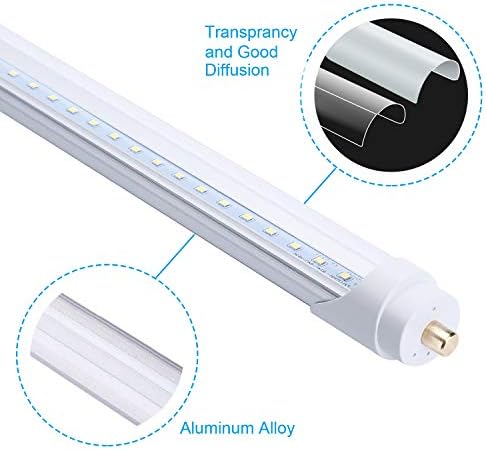 FALANFA 8ft LED Sijalice Cool White 8ft, 45W, 6000K , Clear Cover, dual-end Power, Instant-On