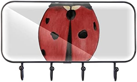 Ručno izvučeno ladybug print kaput nosač zida, ulazni kaput nosač sa 4 kuka za kapute kaputi za ručnik torbica