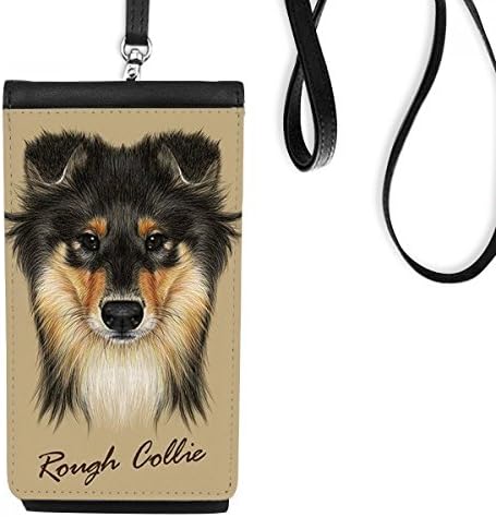 Dugokosi grubi Collie Pet za životinje Telefon novčanik torbica Viseća mobilna torbica Crni džep