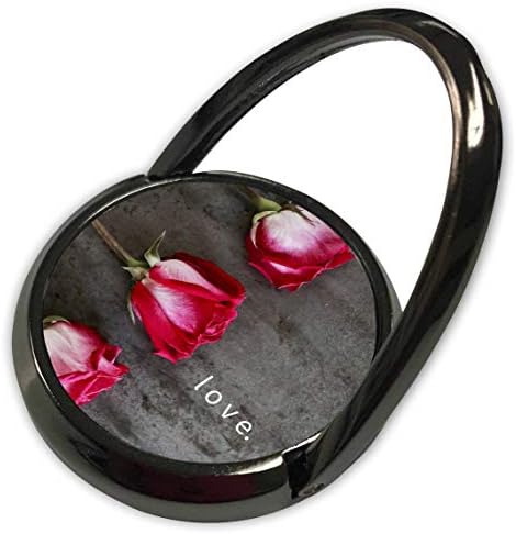 3Droza Robyn Hart Dizajn-Cvijeće - Slika tri ružičaste ruže s tekstualnom ljubavlju - telefonski prsten