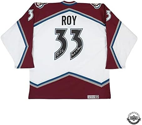 Patrick Roy Roy Autografije i upisali autentične heroje hokejskog bijelog kolorado lavine - gornje palube