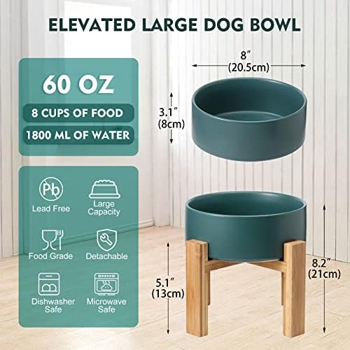 Uzdignute zdjele za pse za velike pse - keramičko postolje za podignutu pseću zdjelu - posude za vodu za pse i posuda za hranu - teške ponderirane ili bez prevrtanja preko Zdjela za udobnu hranu za pse - posuda za kućne ljubimce izuzetno velikog kapaciteta prečnika 8,4