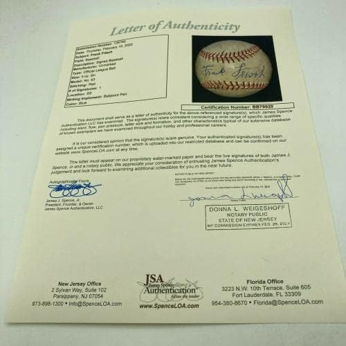 Veličanstveni Frankie Frisch Single potpisan bejzbol sa JSA COA - autogramiranim bejzbolama