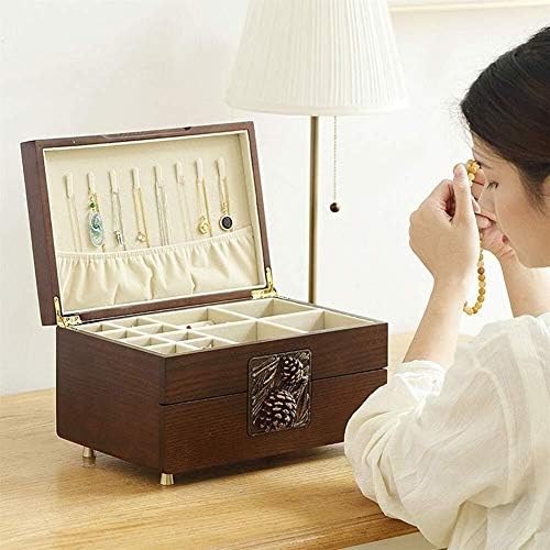 Qtt kutije za nakit drvene sa bravom sanduk za nakit velikog kapaciteta vitrina svestrana kutija za odlaganje