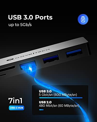 NOV8Tech USB C Hub za MacBook Pro i Air M1 USB C Dock, 7U1 USB C na HDMI Multiport USB Hub 3.0 Adapter za