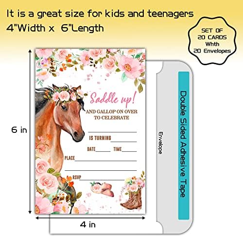 Kartice za rođendanske zabave, Cvjetni Pony Kids Party slavi poziv, za mlade djevojke dječačke zabave, zalihe