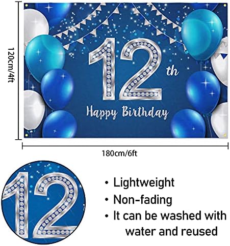 HAMIGAR 6x4ft Happy 12th Birthday Banner Backdrop - 12 godina rođendanski ukrasi potrepštine za djevojčice