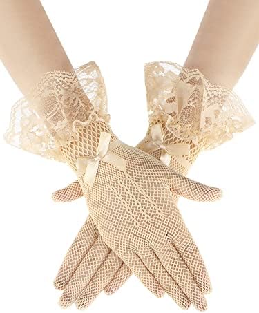 Ženske čipkaste rukavice elegantne kratke čipkaste rukavice za čajanke za žene svadbena večera 50-ove zabave