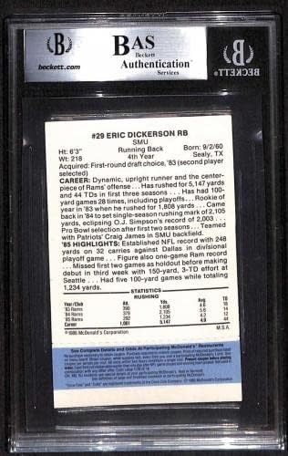 29 Eric Dickerson - 1986 McDonalds Rams Blue Tab Fudbalske karte BGS Auto - AUTOGREME FOOTBALS