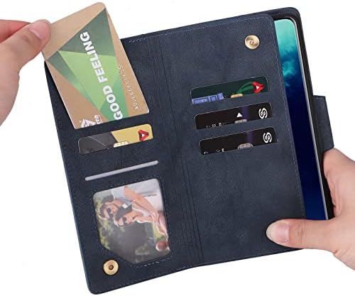LVSHANG Smartphone Flip futrole za OnePlus 7T Pro slučaj, Multi-Card Zipper novčanik futrola za telefon