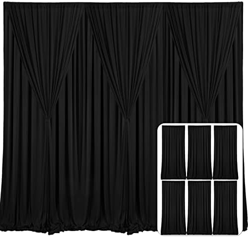 6 ploče crna pozadina zavjese za stranke Crna bora bez 30ft x 10ft pozadina zavjese za rođendansku zabavu
