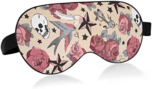 Unisex Sleep Maska za oči Girly-Tattoo-ružičasto-lubanja-noćna noćna maska ​​Spavaća maska ​​Komforno omota