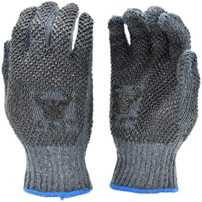 G & F PROIZVODI Unisex za odrasle PVC točke Radne rukavice, siva, velika 12 parova
