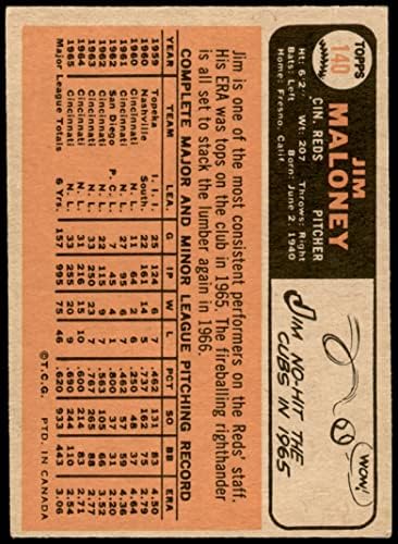 1966. O-pee-chee 140 Jim Maloney Cincinnati Reds ex reds