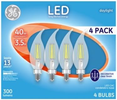Dekorativne LED Sijalice, baza kandelabra, dnevna svjetlost, bistra, 300 lumena, 3,5 Vata, 4-Pk.