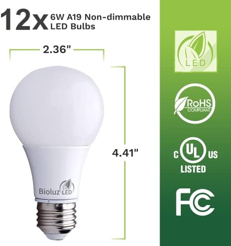 Bioluz LED 40 Watt LED Sijalice 2700K topla bijela 6 vati = 40W ne-Zatamnjive A19 LED sijalice 12 pakovanje