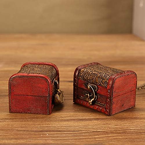 4kom Mini Drvena kutija za nakit Vintage ručno rađena kutija za sanduke s prsima s metalnom bravom za čuvanje