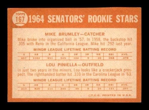 167 Lou Piniella / Mike Brumley Rookie Stars - 1964 TOPPS bejzbol kartice Ocjenjivane exmt - bejzbol autogramirane