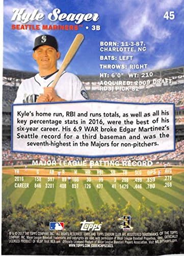2017 TOPPS Stadium Club 45 Kyle Seager Seattle Mariners Baseball Card